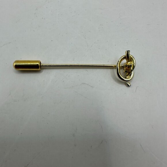 Gold Knot Stick Pin With Yellow Gemstone Accents - Picture 1 of 2